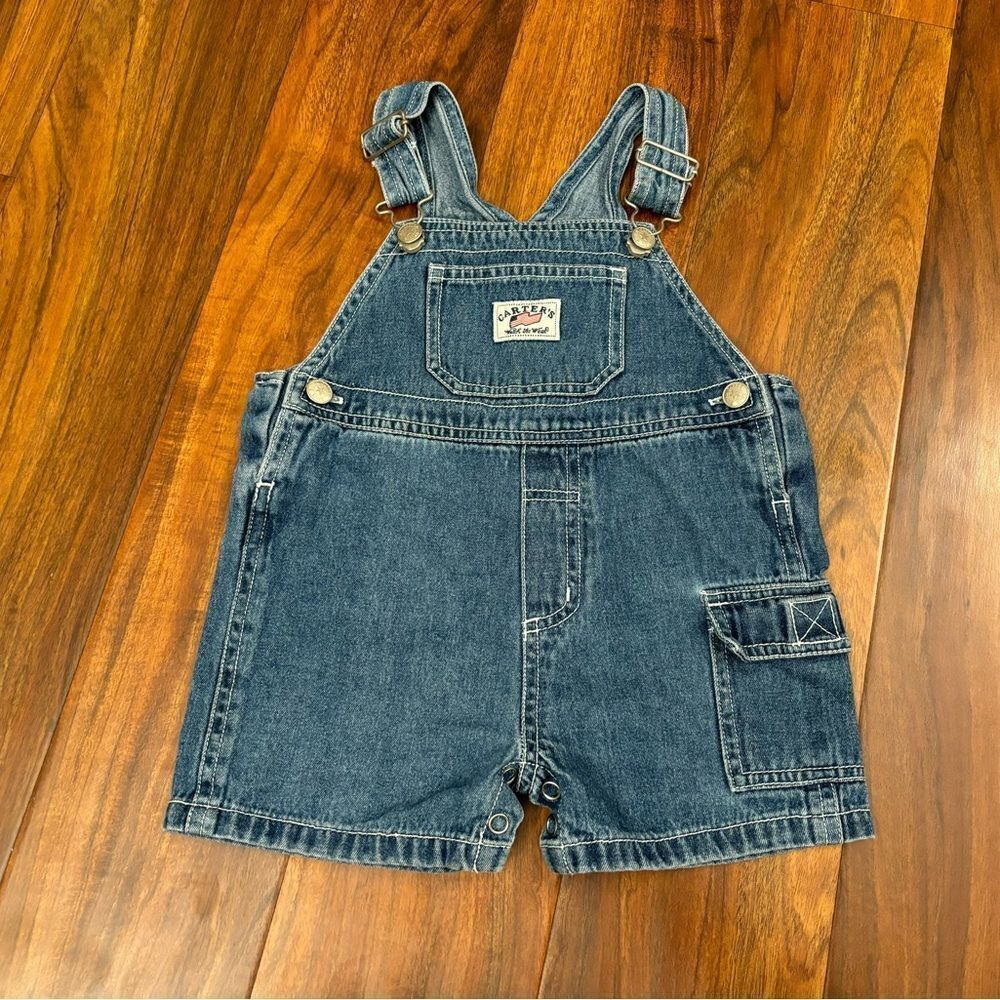 Carters vintage denim overall shorts